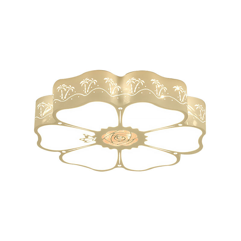White Etched Petal Metal Ceiling Light for Kids' Bedroom or Bathroom