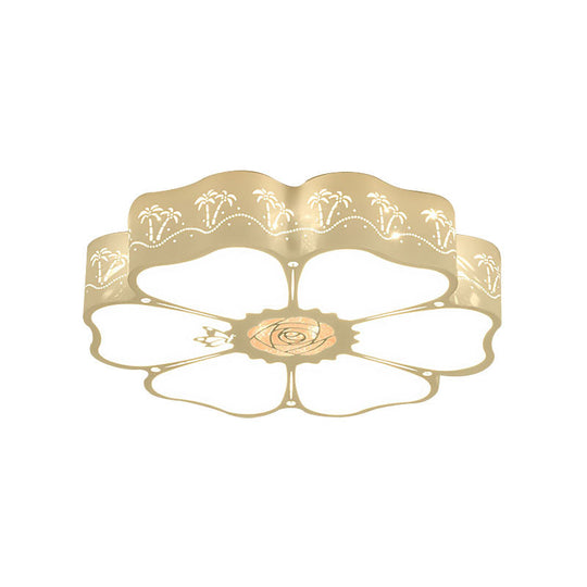 White Etched Petal Metal Ceiling Light For Kids Bedroom Or Bathroom