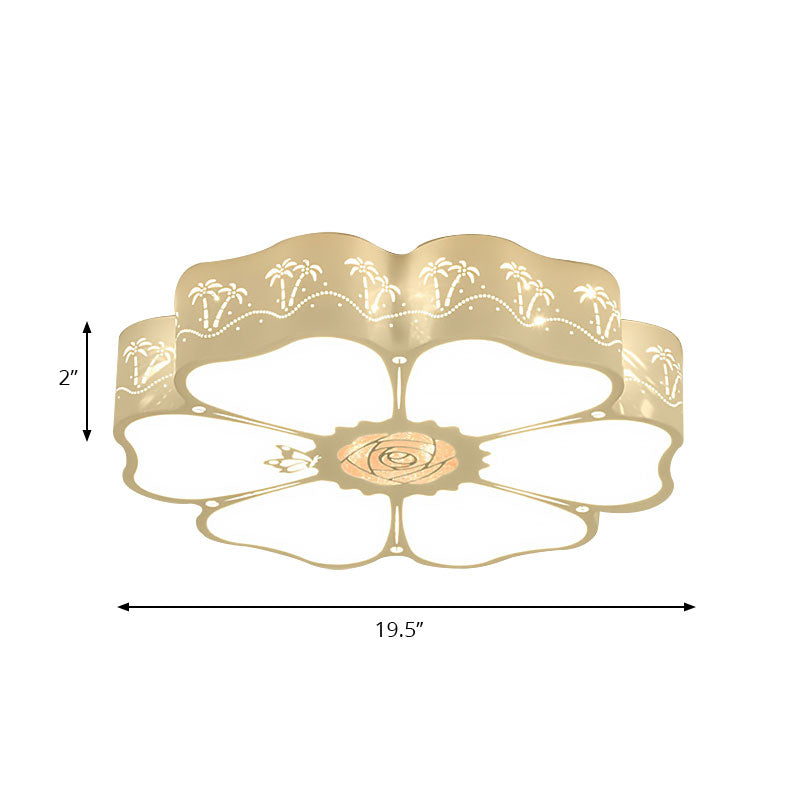 White Etched Petal Metal Ceiling Light For Kids Bedroom Or Bathroom