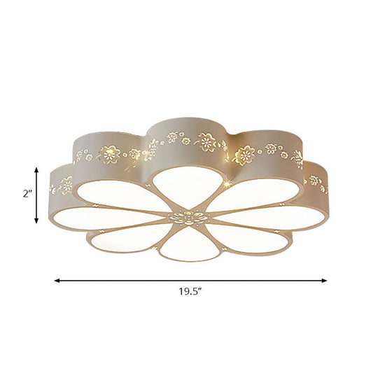 White Etched Petal Metal Ceiling Light for Kids' Bedroom or Bathroom
