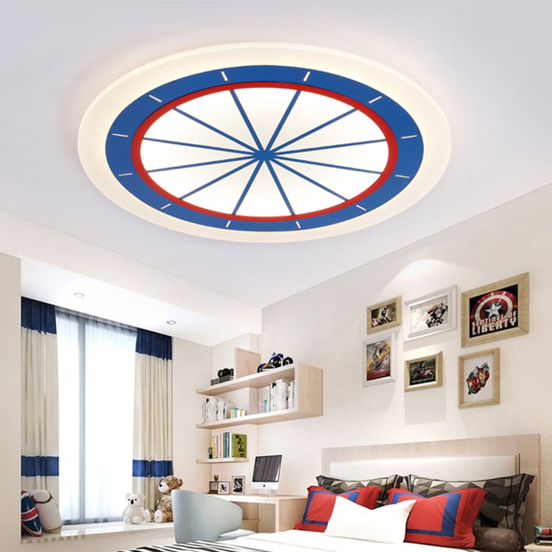 Modern Blue Circle Acrylic Flush Mount Ceiling Light for Bedroom