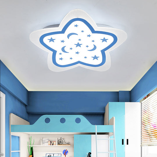 Art Deco Star Shape Ceiling Light for Kid's Bedroom - Acrylic Flush Mount