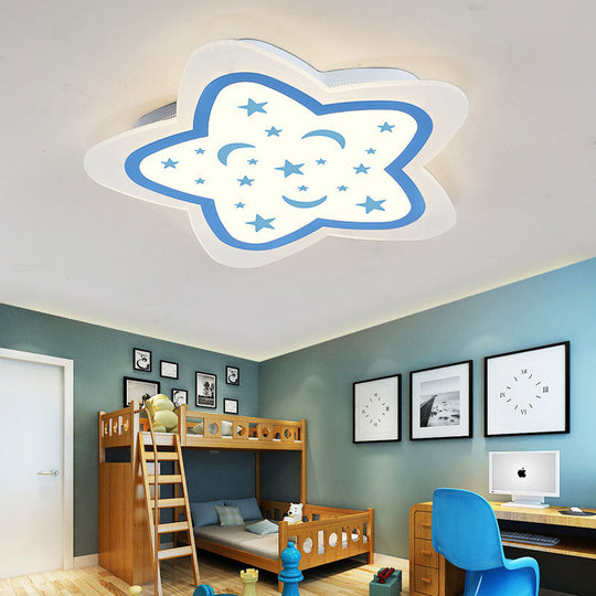 Art Deco Star Shape Ceiling Light for Kid's Bedroom - Acrylic Flush Mount