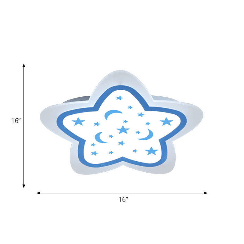 Art Deco Star Shape Ceiling Light for Kid's Bedroom - Acrylic Flush Mount