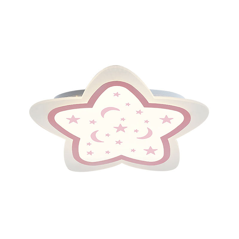 Art Deco Star Shape Ceiling Light For Kids Bedroom - Acrylic Flush Mount