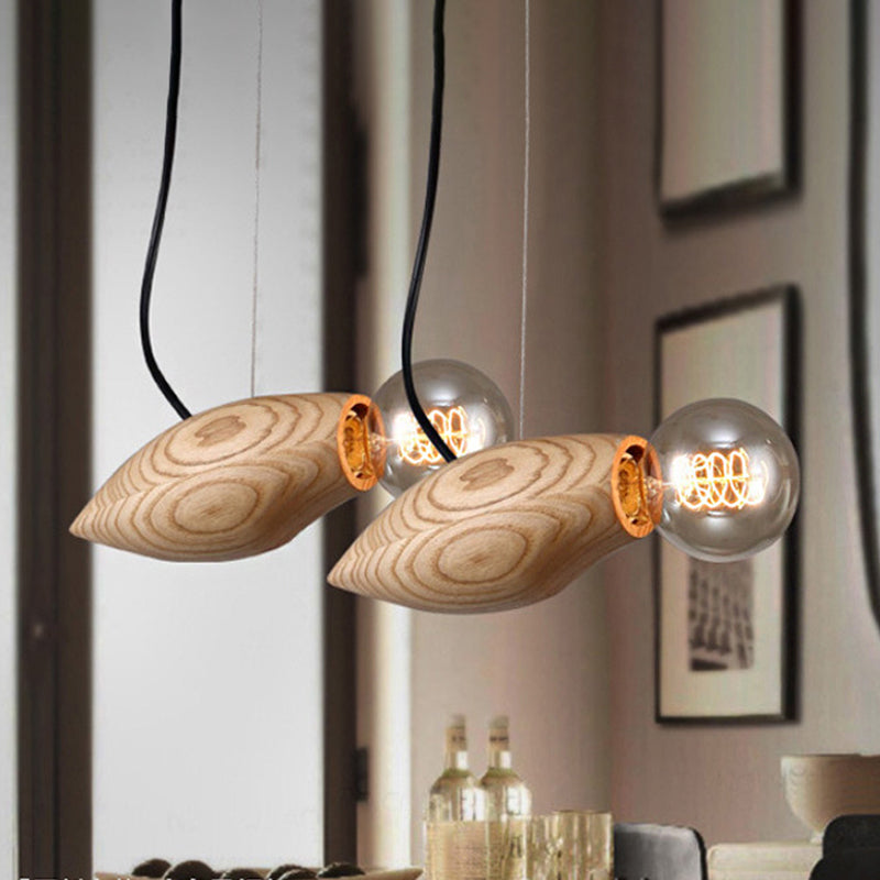 Birdie Pendant Light Kit - Nordic Wood Fixture with Open Bulb Design