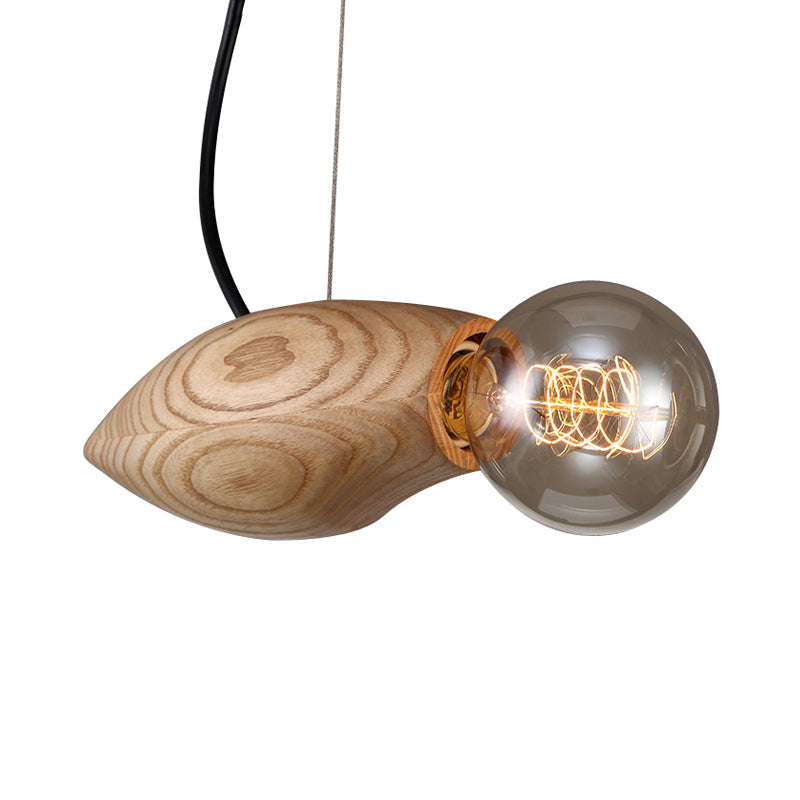 Birdie Pendant Light Kit - Nordic Wood Fixture with Open Bulb Design