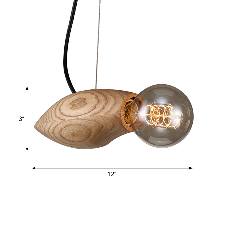 Birdie Pendant Light Kit - Nordic Wood Fixture with Open Bulb Design
