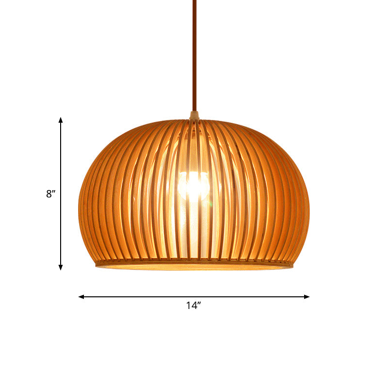 Minimalist Wood Hemisphere Pendant Ceiling Light With Single Bulb - Available In 14/18 Widths And