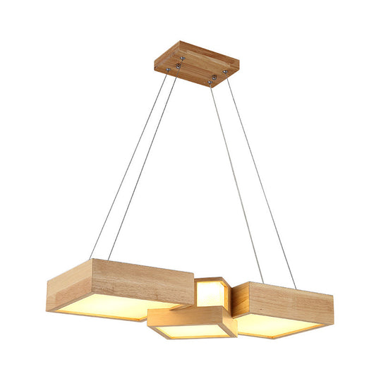 Modern Wood Dining Table LED Pendant Light with Symmetric Acrylic Shade - Warm/White Light, 24.5"/29" Width