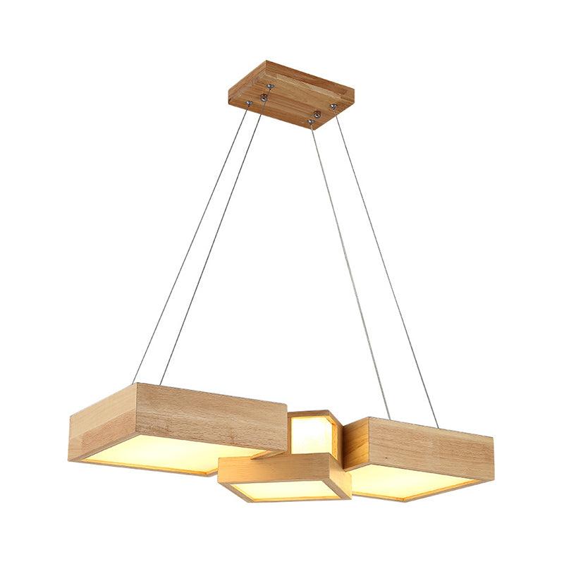 Modern Wood Dining Table Pendant Light With Symmetric Acrylic Shade - Led Hanging Fixture In 24.5/29