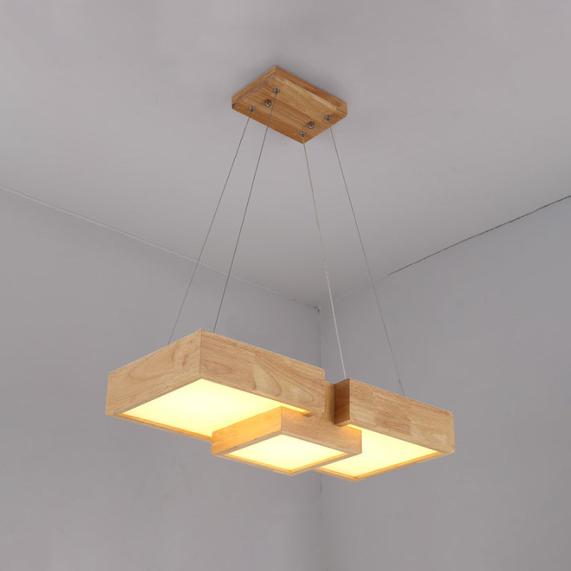 Modern Wood Dining Table Pendant Light With Symmetric Acrylic Shade - Led Hanging Fixture In 24.5/29