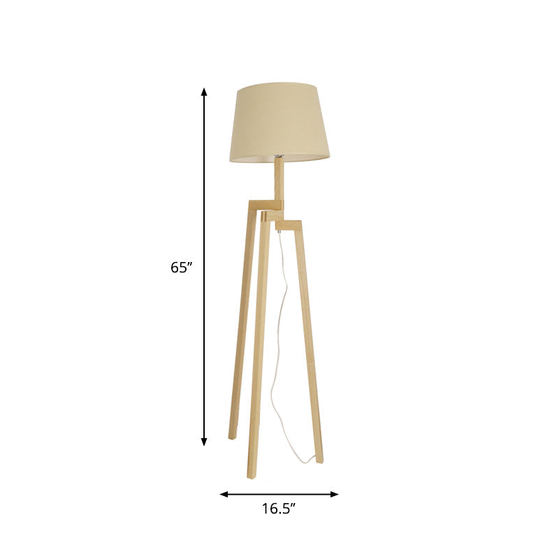 Modern Wood Tripod Floor Lamp With Fabric Shade - Simple & Stylish Design