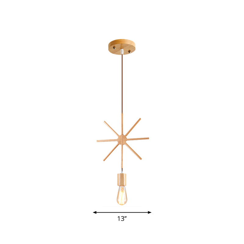 Suspension en bois Simplicity beige - Design carré/rond/triangulaire, 1 ampoule - Idéal pour la salle à manger