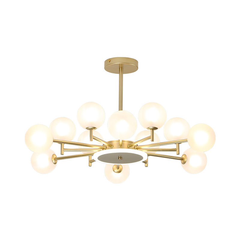 Contemporary Black/Gold Starburst Chandelier - Opal Frosted/Clear Glass Suspension Lighting for Living Room