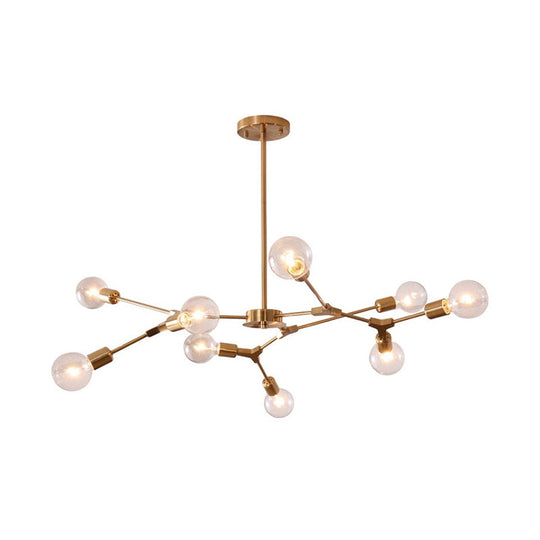 Adjustable Branch Pendant Lamp: Postmodern Metal Chandelier with 6/9 Lights in Black/Gold, Ideal for Living Room