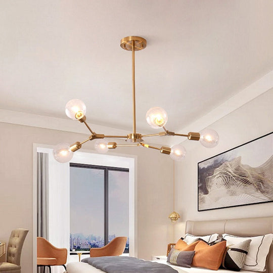 Adjustable Branch Pendant Lamp: Postmodern Metal Chandelier with 6/9 Lights in Black/Gold, Ideal for Living Room