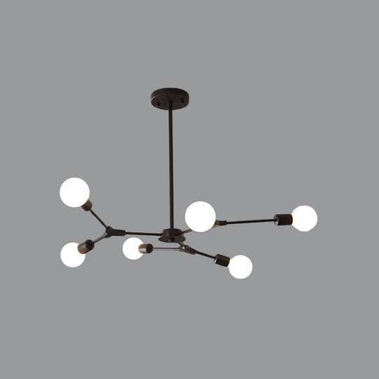 Adjustable Branch Pendant Lamp: Postmodern Metal Chandelier with 6/9 Lights in Black/Gold, Ideal for Living Room
