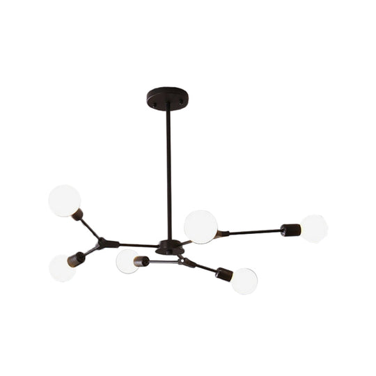 Adjustable Branch Pendant Lamp: Postmodern Metal Chandelier with 6/9 Lights in Black/Gold, Ideal for Living Room