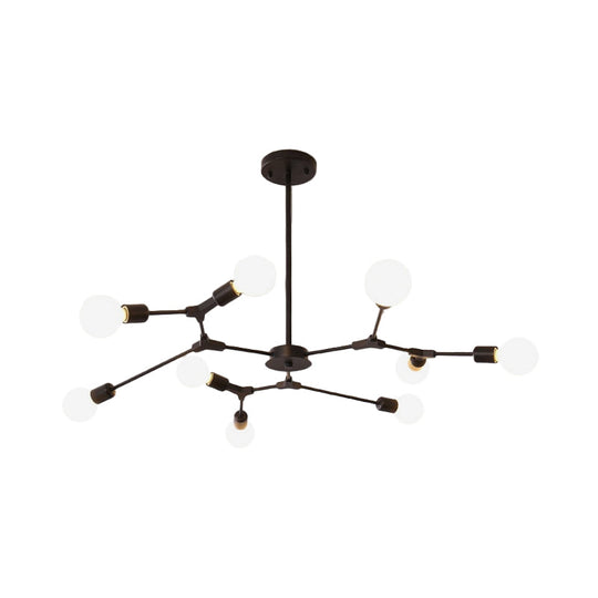 Adjustable Branch Pendant Lamp: Postmodern Metal Chandelier with 6/9 Lights in Black/Gold, Ideal for Living Room
