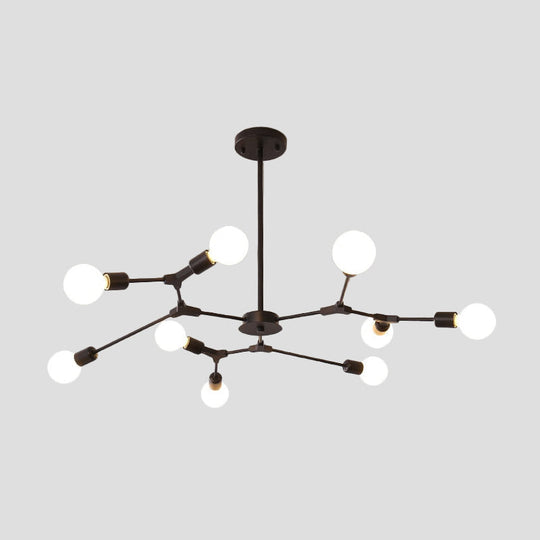 Adjustable Branch Pendant Lamp: Postmodern Metal Chandelier with 6/9 Lights in Black/Gold, Ideal for Living Room