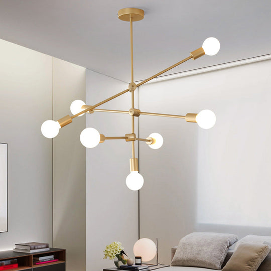 Postmodern Mobile Arm Metal Drop Lamp: 2/3-Tier, Gold, 4/5/7-Light Hanging Chandelier for Table