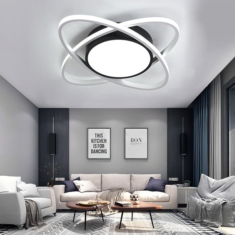 Contemporary Black Acrylic Flush Ceiling Light - LED Ceiling Lamp for Study Room