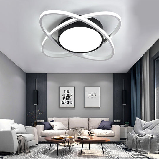 Contemporary Black Acrylic Flush Ceiling Light - LED Ceiling Lamp for Study Room