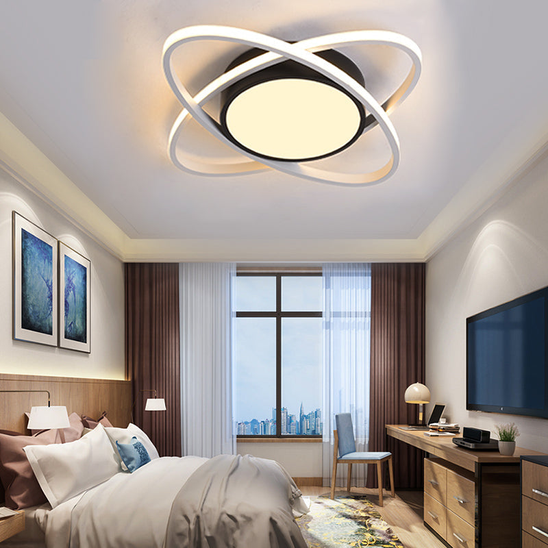 Contemporary Black Acrylic Flush Ceiling Light - LED Ceiling Lamp for Study Room