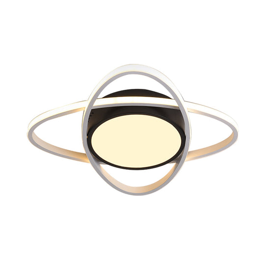 Contemporary Black Acrylic Flush Ceiling Light - LED Ceiling Lamp for Study Room