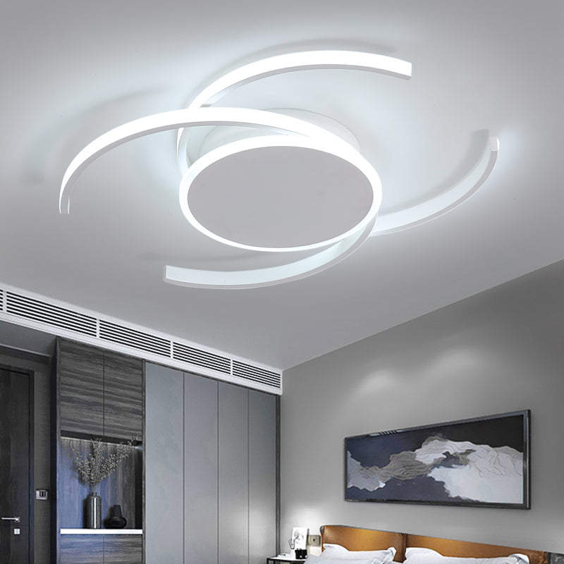 Contemporary Acrylic Flushmount With Double C Design - Indoor White Led Lighting / 16