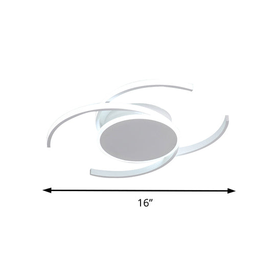 Contemporary Acrylic Flushmount With Double C Design - Indoor White Led Lighting