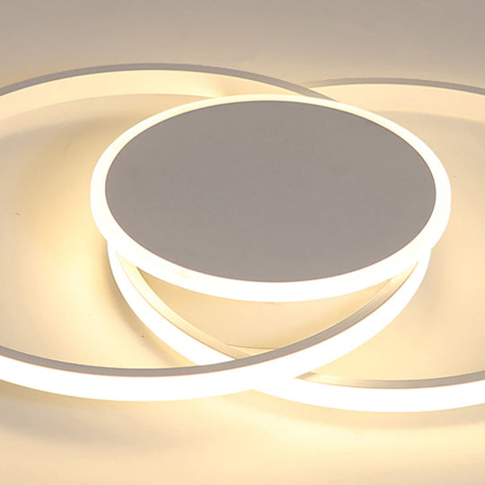 Contemporary Acrylic Flushmount with Double C Design - Indoor White LED Lighting
