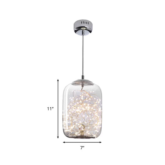 Contemporary LED Pendant Light with Amber/Smoke Grey Glass Globe/Cylinder/Oval - Ideal for Living Room