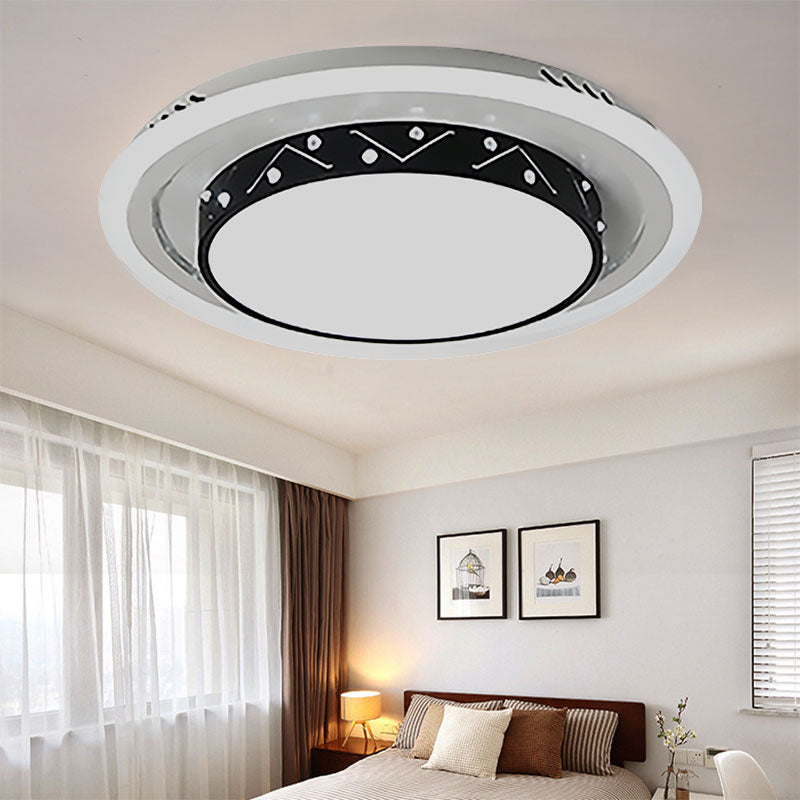 Art Deco Circle Flush Mount Ceiling Light with Acrylic Shade - Ideal for Bedroom