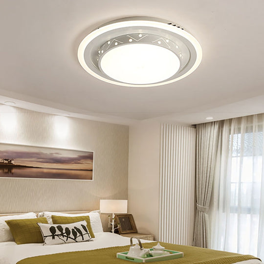 Art Deco Circle Flush Mount Ceiling Light with Acrylic Shade - Ideal for Bedroom
