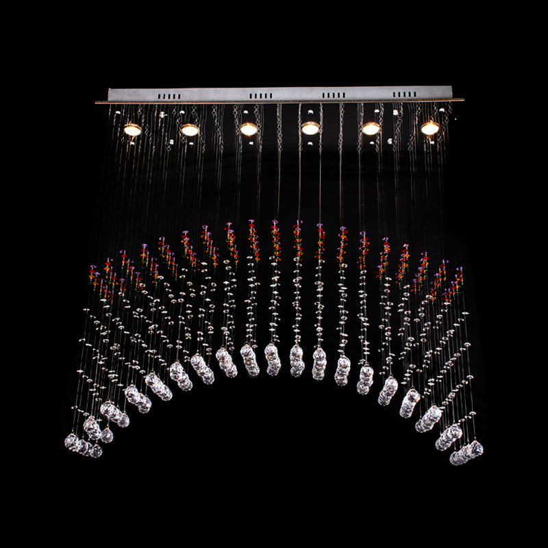 Satin Nickel Crystal Flush Mount Lighting - Perfect for Dining Room