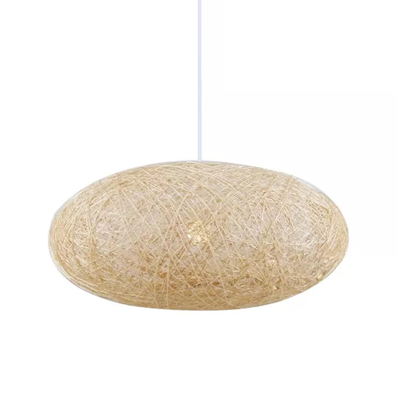 Suspension suspendue en rotin beige Ellipse Asia, 40,6/49,5 cm de large