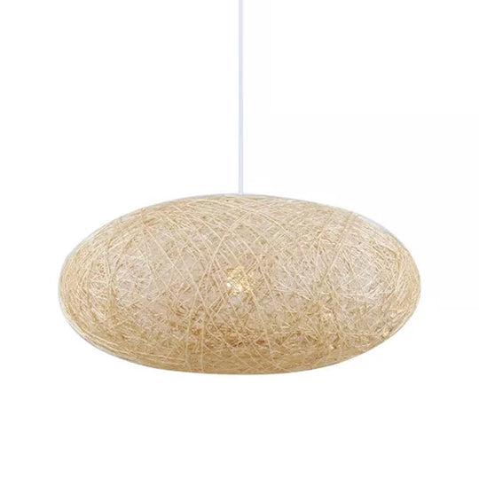 Suspension suspendue en rotin beige Ellipse Asia, 40,6/49,5 cm de large