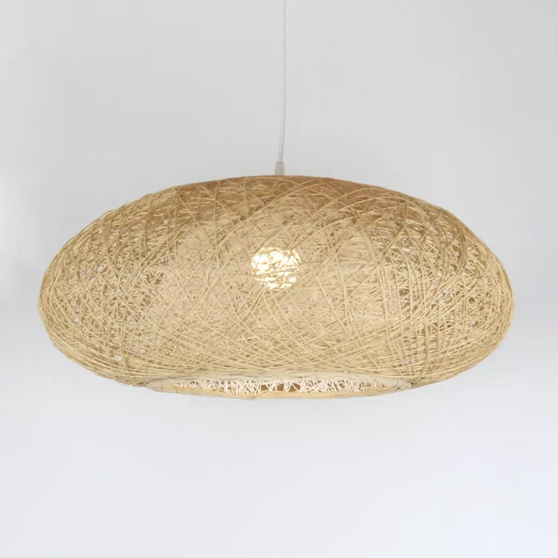 Suspension suspendue en rotin beige Ellipse Asia, 40,6/49,5 cm de large