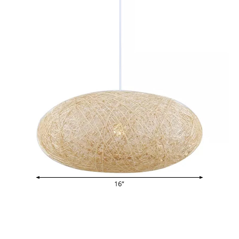 Suspension suspendue en rotin beige Ellipse Asia, 40,6/49,5 cm de large