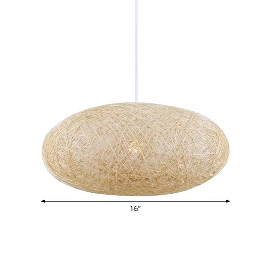 Suspension suspendue en rotin beige Ellipse Asia, 40,6/49,5 cm de large