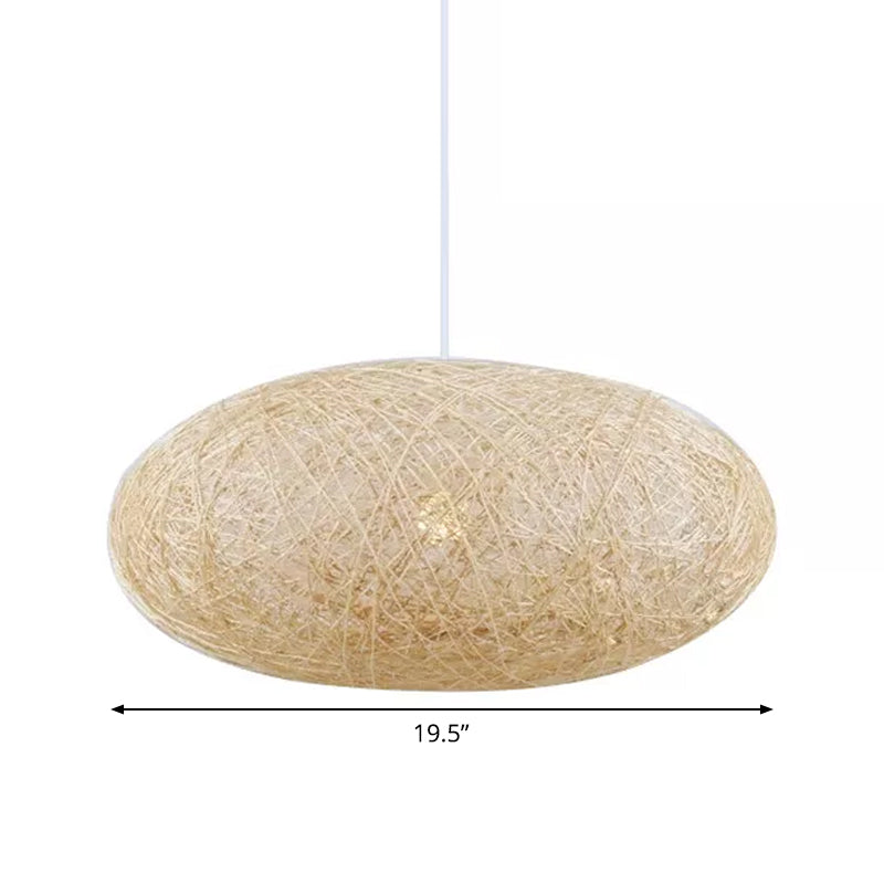 Suspension suspendue en rotin beige Ellipse Asia, 40,6/49,5 cm de large