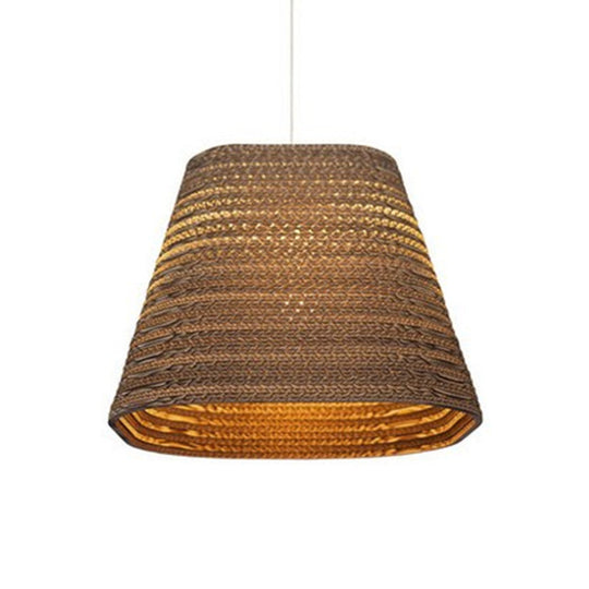 Rustic Brown Corrugated Paper Pendant Light for Dining Room - Globe/Oval/Vase Design