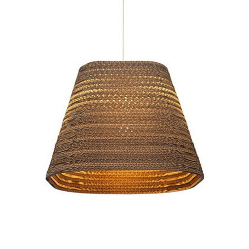 Rustic Brown Hanging Pendant Light Fixture For Dining Room - Globe/Oval/Vase Corrugated Paper Design