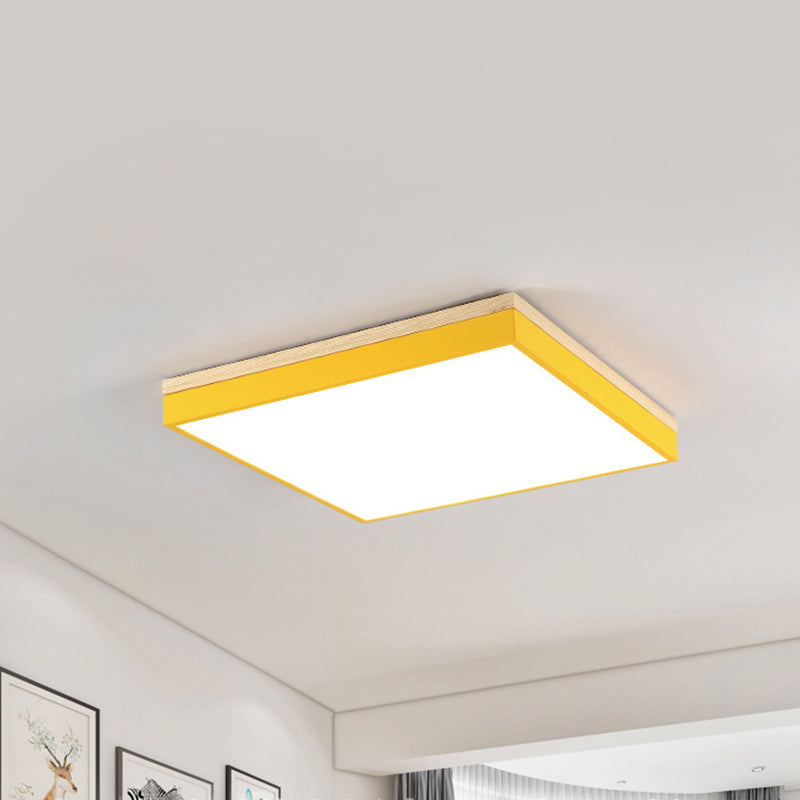 Acrylic LED Ceiling Light for Baby Room & Hallway - Macaron Loft Square Flush Lamp
