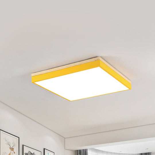 Acrylic LED Ceiling Light for Baby Room & Hallway - Macaron Loft Square Flush Lamp