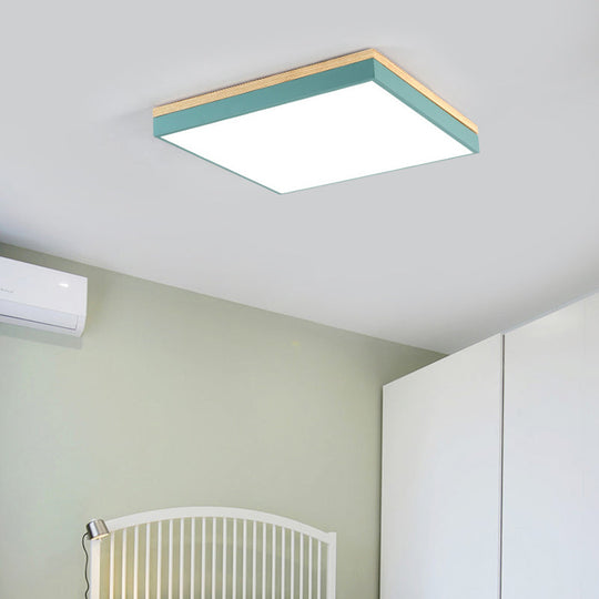 Acrylic LED Ceiling Light for Baby Room & Hallway - Macaron Loft Square Flush Lamp