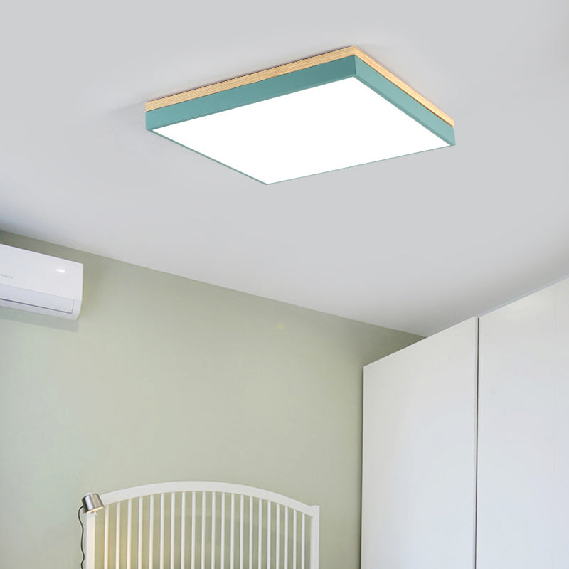 Acrylic Led Ceiling Light For Baby Room & Hallway - Macaron Loft Square Flush Lamp Green / 16 White