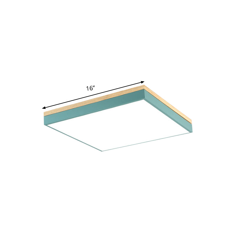 Acrylic LED Ceiling Light for Baby Room & Hallway - Macaron Loft Square Flush Lamp
